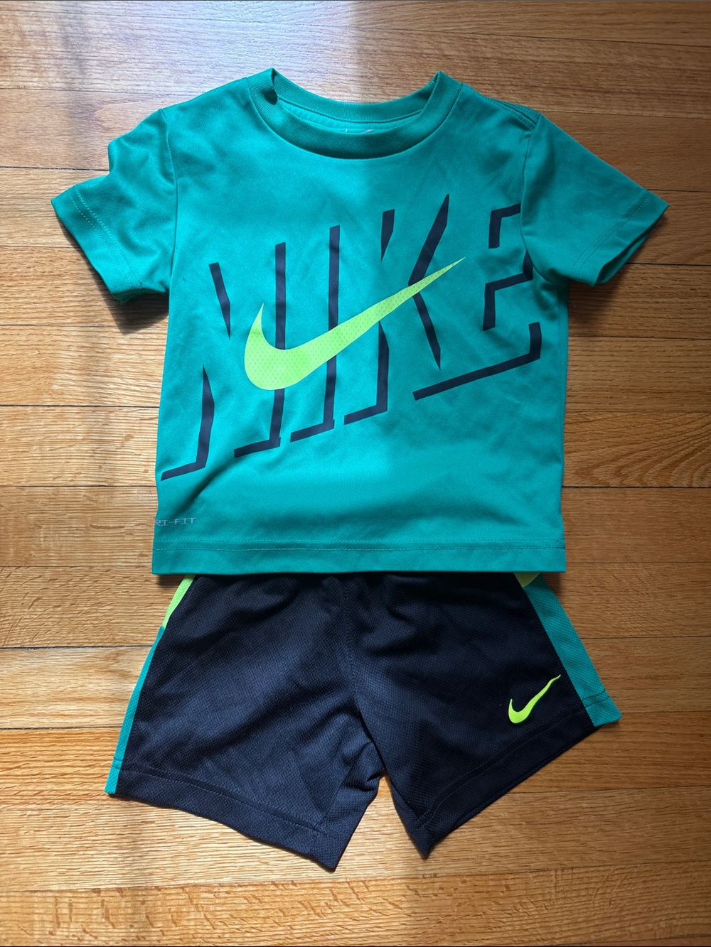 Nike Green & Neon Lime Youth Active Tee and Black Shorts